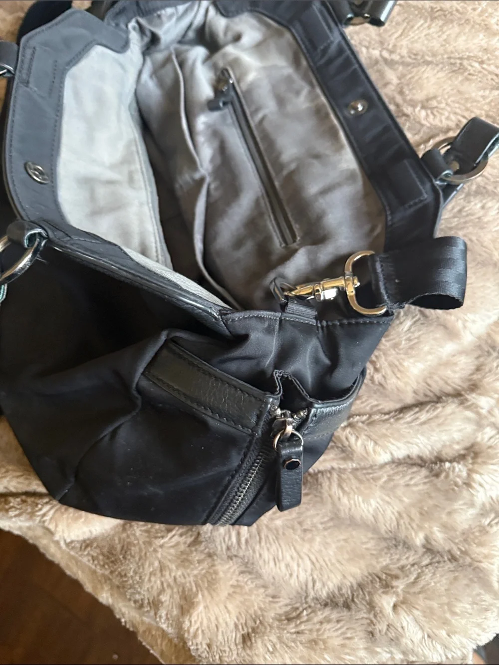Petunia Pickle Bottom Black Nylon Baby Bag with Removable Case